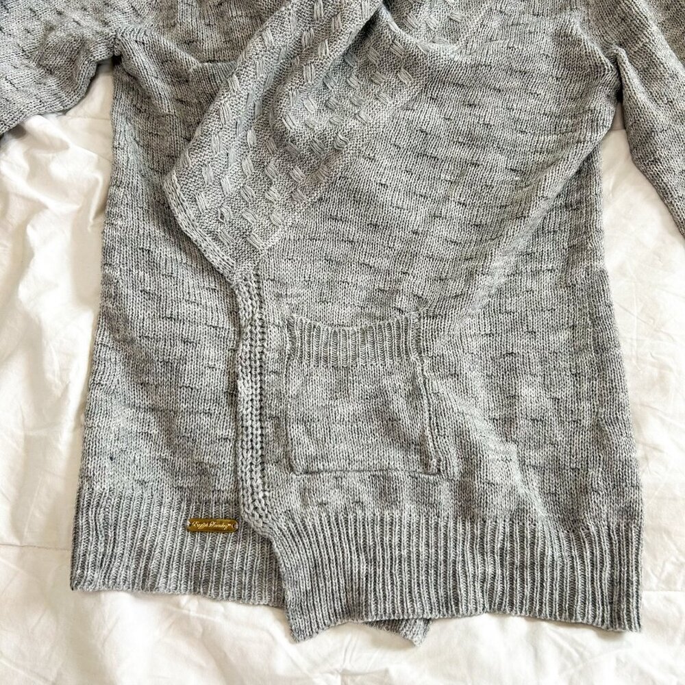 English Laundry Gray Open Front Cardigan Sweater Knit Drape Shawl Collar Medium - Picture 6 of 6
